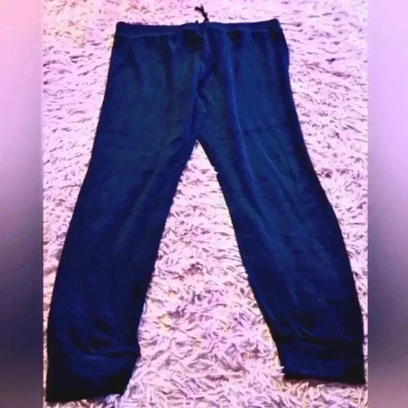 Vintage Y2K Juicy Couture Black Velour Comfy Cozy Casual Track Pant Jogger SZ L - Picture 2 of 3